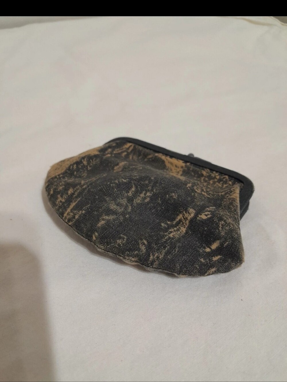 Vintage Men's Coin Pouch in Black and Tan Marbled Canvas